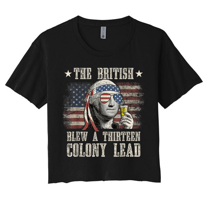 Funny The British Blew A 13 Colony Lead 4th Of July Us Flag Crop Top