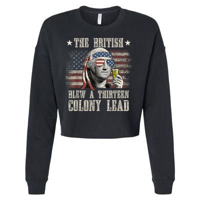 Funny The British Blew A 13 Colony Lead 4th Of July Us Flag Cropped Pullover Crew
