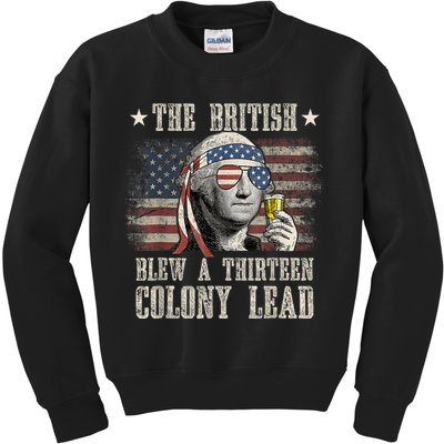 Funny The British Blew A 13 Colony Lead 4th Of July Us Flag Kids Sweatshirt