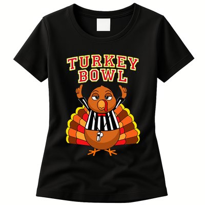 Football Turkey Bowl Annual Family Thanksgiving Game Referee Womens T-Shirt