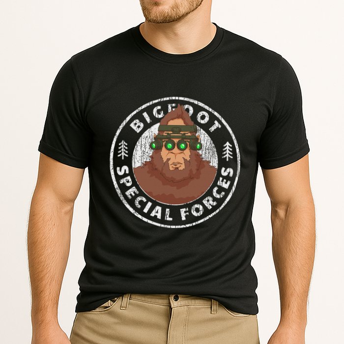 Funny Tactical Bigfoot Special Forces Hide And Seek Champion Cooling Performance Crew T-Shirt