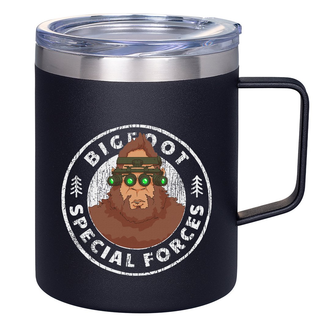 Funny Tactical Bigfoot Special Forces Hide And Seek Champion 12oz Stainless Steel Coffee Mug