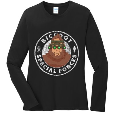 Funny Tactical Bigfoot Special Forces Hide And Seek Champion Ladies Long Sleeve Shirt