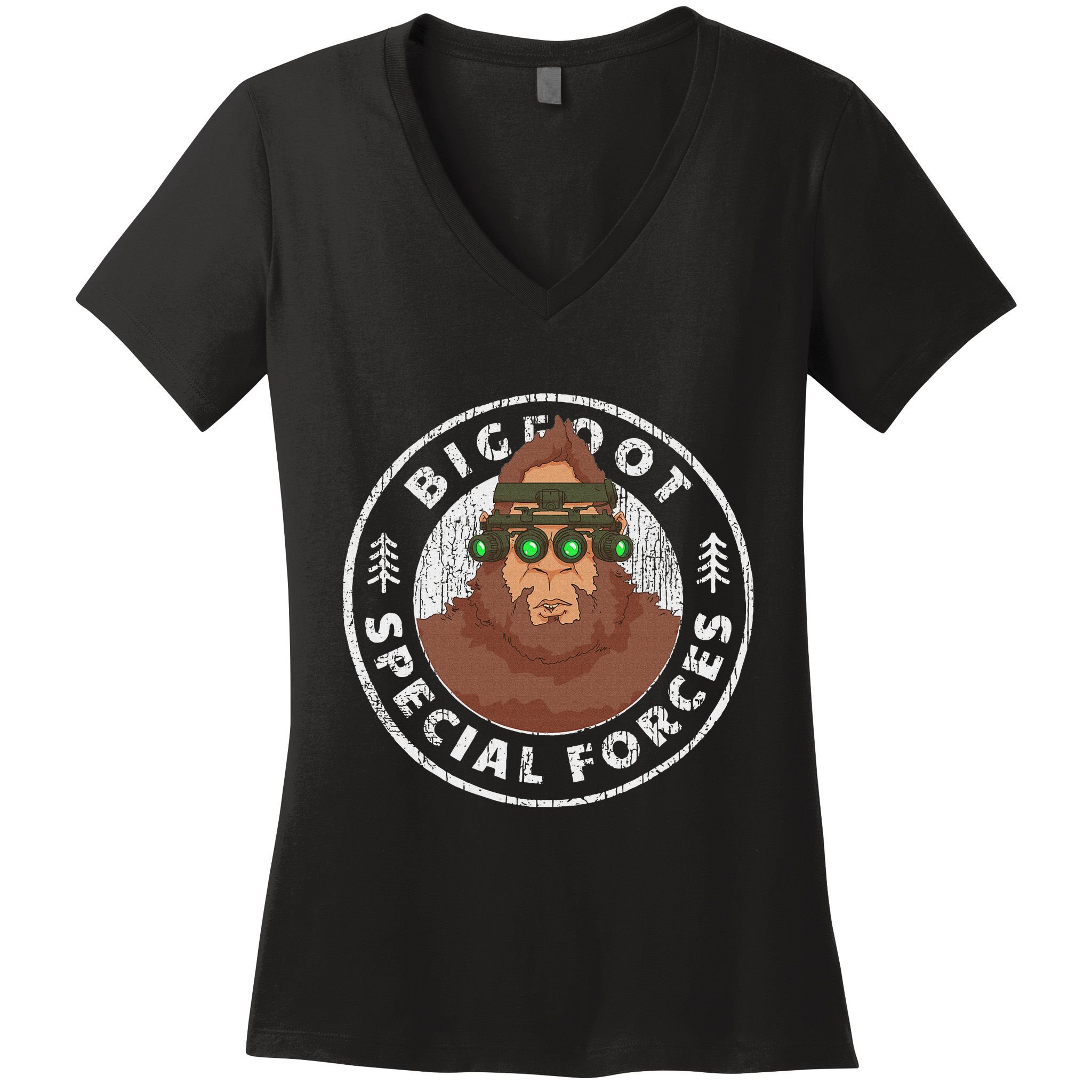 Funny Tactical Bigfoot Special Forces Hide And Seek Champion Women's V-Neck T-Shirt
