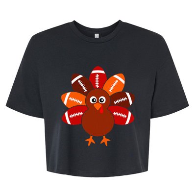 Football Turkey Balls Thanksgiving Bella+Canvas Jersey Crop Tee