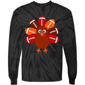 Football Turkey Balls Thanksgiving Tie-Dye Long Sleeve Shirt