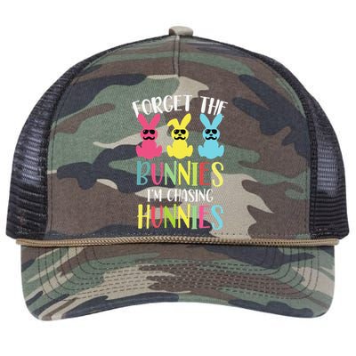 Forget The Bunnies I’m Chasing Hunnies Easter Bunny Retro Rope Trucker Hat Cap