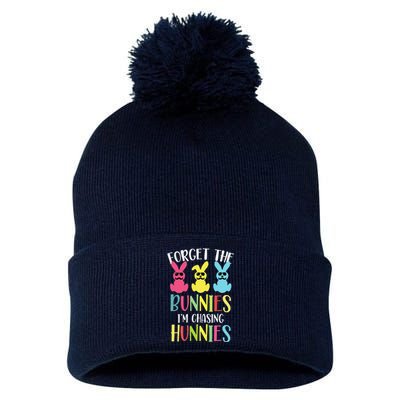 Forget The Bunnies I’m Chasing Hunnies Easter Bunny Pom Pom 12in Knit Beanie