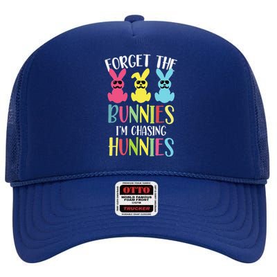 Forget The Bunnies I’m Chasing Hunnies Easter Bunny High Crown Mesh Back Trucker Hat