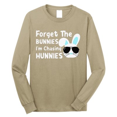 Forget The Bunnies Im Chasing Hunnies Easter Bunnies Long Sleeve Shirt