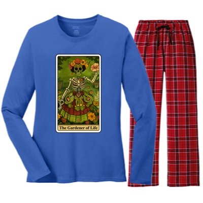 Funny Tarot Card The Gardener Of Life Psychic Fortune Teller Gift Women's Long Sleeve Flannel Pajama Set 