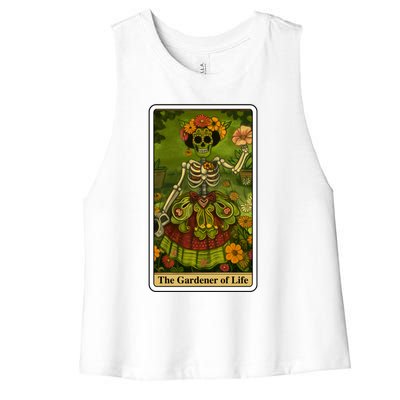 Funny Tarot Card The Gardener Of Life Psychic Fortune Teller Gift Women's Racerback Cropped Tank