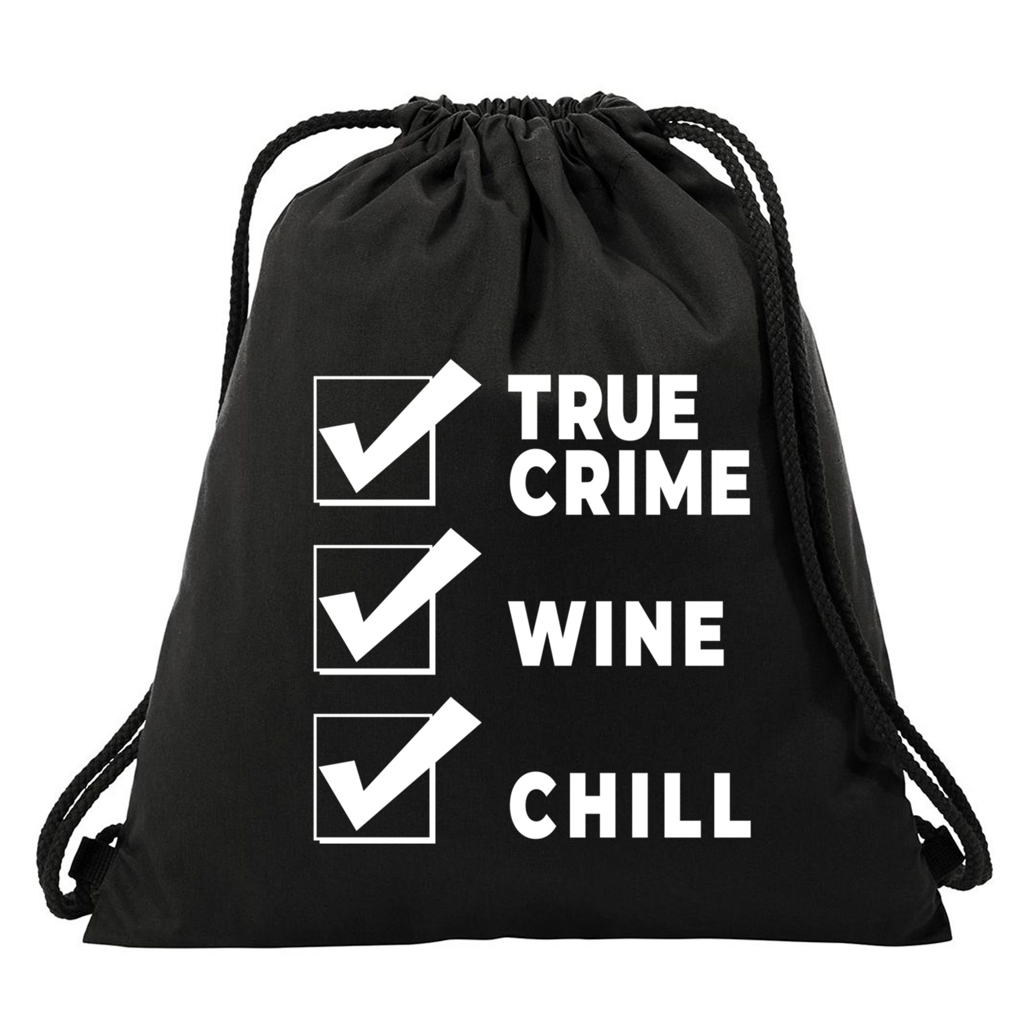 Funny True Crime Checklist Gift Design For Lovers Junkies Meaningful Gift Drawstring Bag