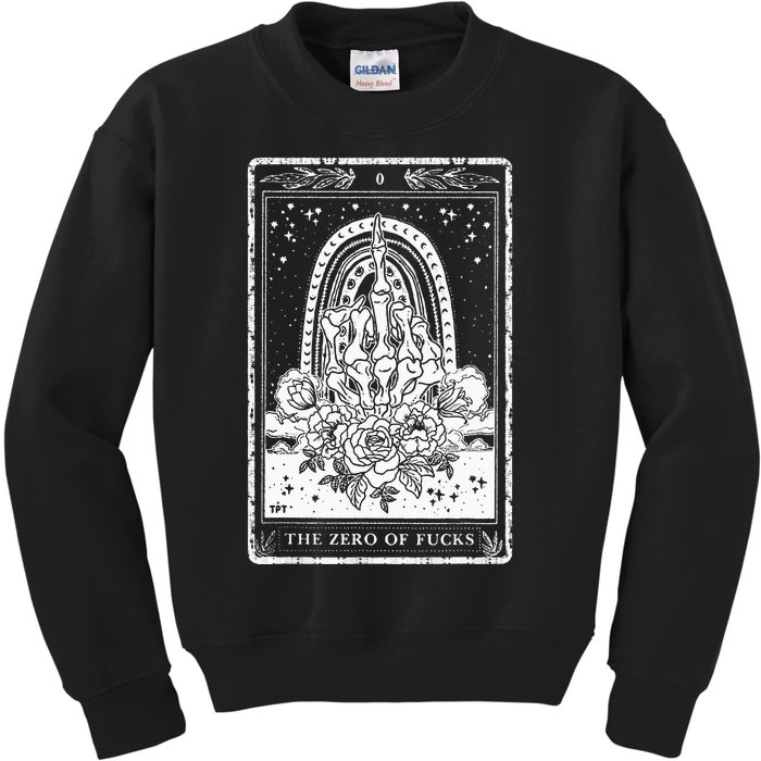 Funny Tarot Card Zero Of Fucks Occult Tarot Reader Reading Kids Sweatshirt