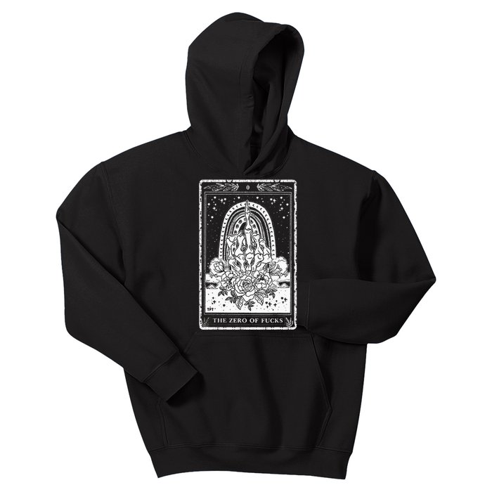 Funny Tarot Card Zero Of Fucks Occult Tarot Reader Reading Kids Hoodie