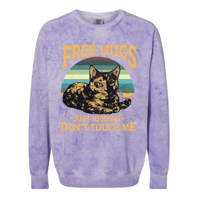 Free Tortoiseshell Cat Hugs Just Kidding Dont Touch Me Colorblast Crewneck Sweatshirt