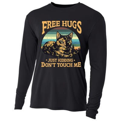 Free Tortoiseshell Cat Hugs Just Kidding Dont Touch Me Cooling Performance Long Sleeve Crew