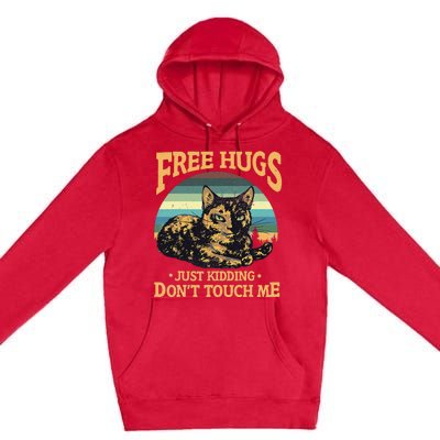 Free Tortoiseshell Cat Hugs Just Kidding Dont Touch Me Premium Pullover Hoodie