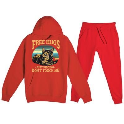 Free Tortoiseshell Cat Hugs Just Kidding Dont Touch Me Premium Hooded Sweatsuit Set