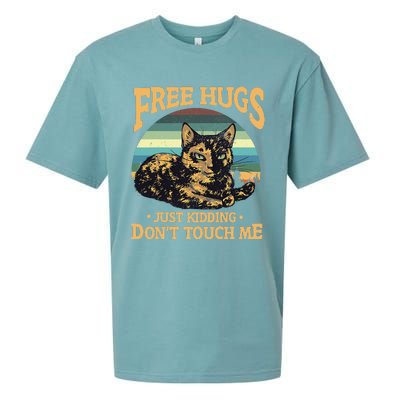 Free Tortoiseshell Cat Hugs Just Kidding Dont Touch Me Sueded Cloud Jersey T-Shirt