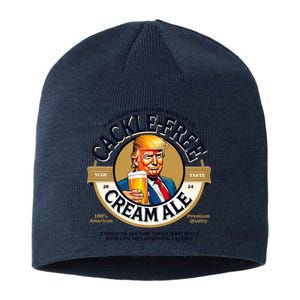 Funny Trump Cackle Free Cream Ale Beer Pun For Trump Support Sustainable Beanie