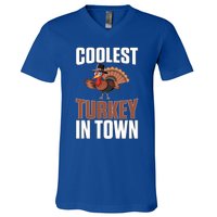 Funny Thanksgiving Coolest Turkey In Town Great Gift V-Neck T-Shirt