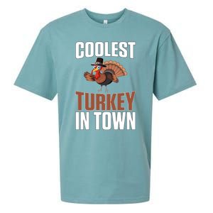 Funny Thanksgiving Coolest Turkey In Town Great Gift Sueded Cloud Jersey T-Shirt