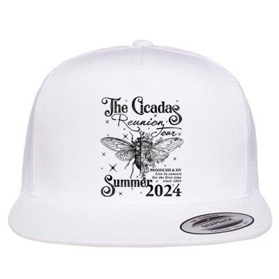 Funny The Cicadas Reunion Summer 2024 Flat Bill Trucker Hat