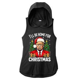 Funny Trump Christmas Santa Hat ILl Be Home For Christmas Ladies PosiCharge Tri-Blend Wicking Draft Hoodie Tank