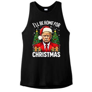 Funny Trump Christmas Santa Hat ILl Be Home For Christmas Ladies PosiCharge Tri-Blend Wicking Tank