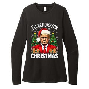 Funny Trump Christmas Santa Hat ILl Be Home For Christmas Womens CVC Long Sleeve Shirt