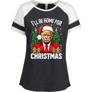 Funny Trump Christmas Santa Hat ILl Be Home For Christmas Enza Ladies Jersey Colorblock Tee