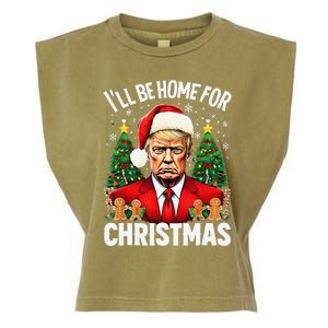 Funny Trump Christmas Santa Hat ILl Be Home For Christmas Garment-Dyed Women's Muscle Tee