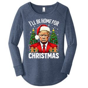 Funny Trump Christmas Santa Hat ILl Be Home For Christmas Women's Perfect Tri Tunic Long Sleeve Shirt