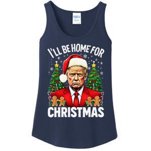 Funny Trump Christmas Santa Hat ILl Be Home For Christmas Ladies Essential Tank