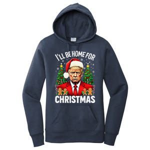 Funny Trump Christmas Santa Hat ILl Be Home For Christmas Women's Pullover Hoodie