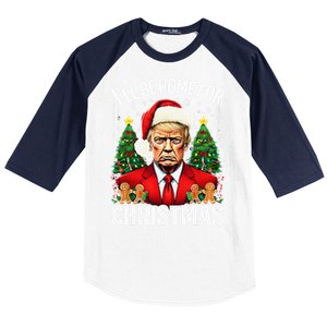 Funny Trump Christmas Santa Hat ILl Be Home For Christmas Baseball Sleeve Shirt