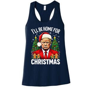 Funny Trump Christmas Santa Hat ILl Be Home For Christmas Women's Racerback Tank