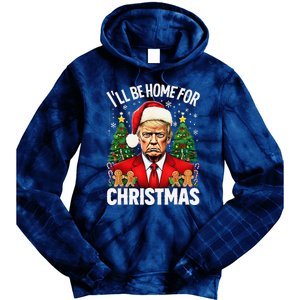 Funny Trump Christmas Santa Hat ILl Be Home For Christmas Tie Dye Hoodie