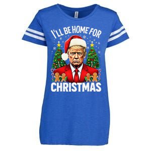 Funny Trump Christmas Santa Hat ILl Be Home For Christmas Enza Ladies Jersey Football T-Shirt