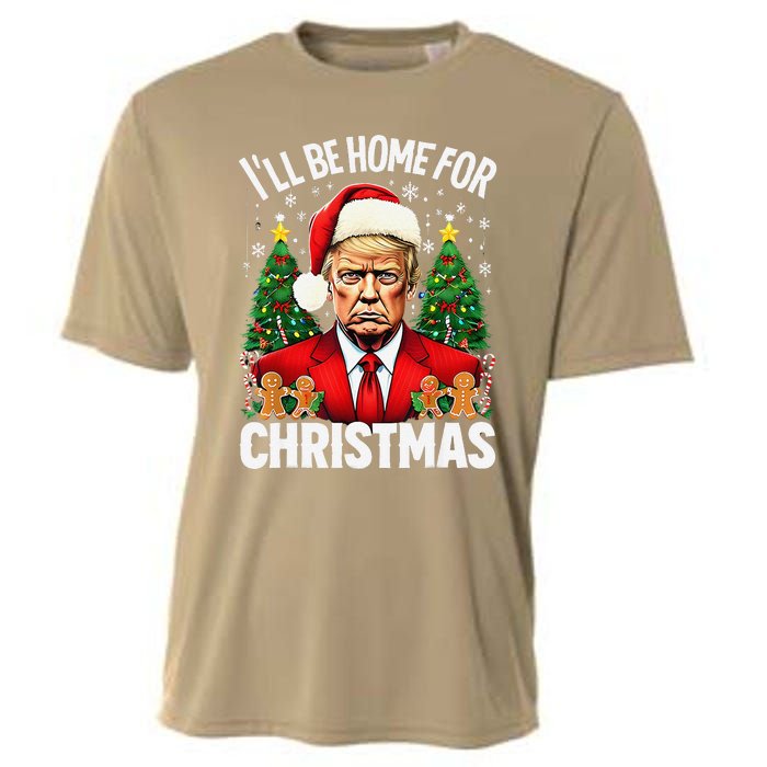 Funny Trump Christmas Santa Hat ILl Be Home For Christmas Cooling Performance Crew T-Shirt