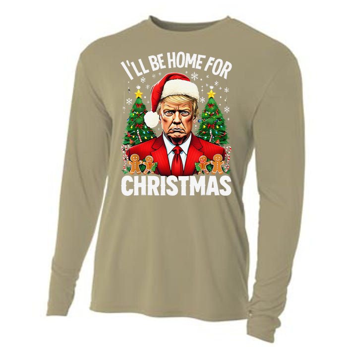 Funny Trump Christmas Santa Hat ILl Be Home For Christmas Cooling Performance Long Sleeve Crew