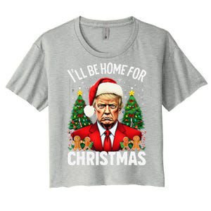 Funny Trump Christmas Santa Hat ILl Be Home For Christmas Women's Crop Top Tee