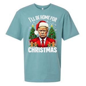 Funny Trump Christmas Santa Hat ILl Be Home For Christmas Sueded Cloud Jersey T-Shirt