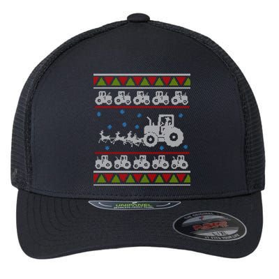 Farm Tractors Christmas Agriculture Holidays Winter Xmas Cute Gift Flexfit Unipanel Trucker Cap