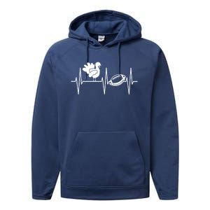 Football Turkey Cool Gift Thanksgiving Turkey And Football Gift Performance Fleece Hoodie