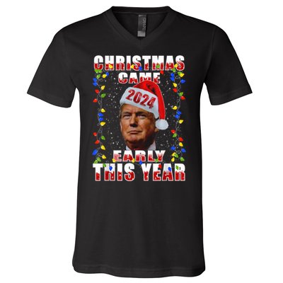 Funny Trump Christmas Came Early Voter Political V-Neck T-Shirt