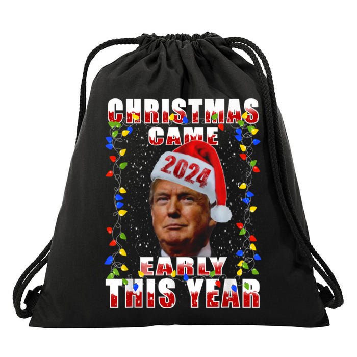 Funny Trump Christmas Came Early Voter Political Drawstring Bag