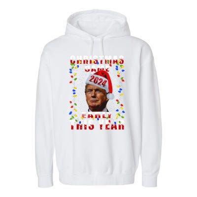 Funny Trump Christmas Came Early Voter Political Garment-Dyed Fleece Hoodie