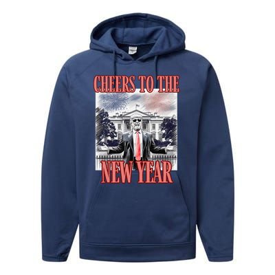 Funny Trump Cheers To The New Year Fireworks Outlaw Won Performance Fleece Hoodie